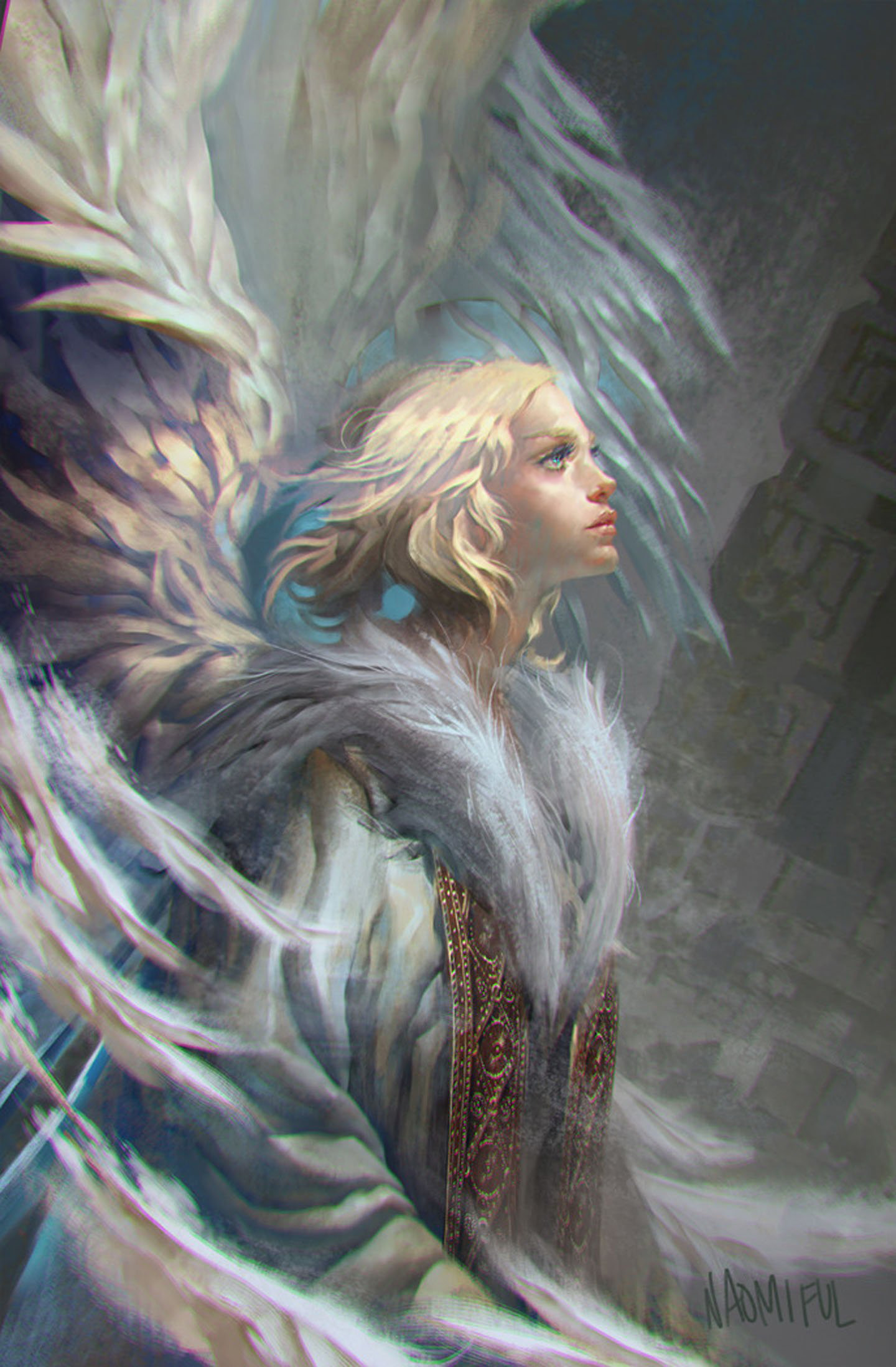 fantasy angel girl beautiful blonde short hair 1440x2196